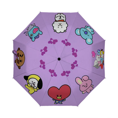 BT21 Umbrella purple Automatic opening umbrella - Kpop for rainy weather and protection from weather
