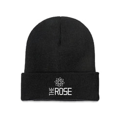 The Rose with Logo Beanie for Adults – Cozy Polyester Knit Hat - Stylish, Comfortable & Trendy Hat