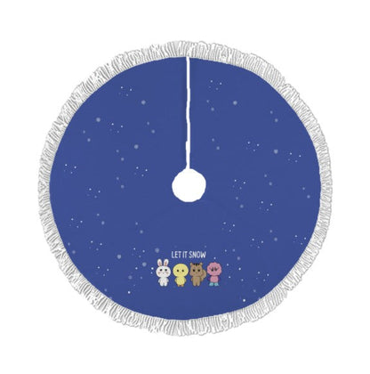 SHINee World Let It Snow Blue Holiday Tree Skirt – Plush Christmas Tree Skirt - Soft, Cozy & Festive Decor