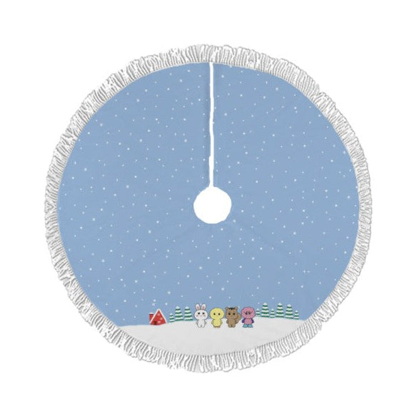 SHINee World Light Blue Holiday Tree Skirt – Plush Christmas Tree Skirt - Soft, Cozy & Festive Decor