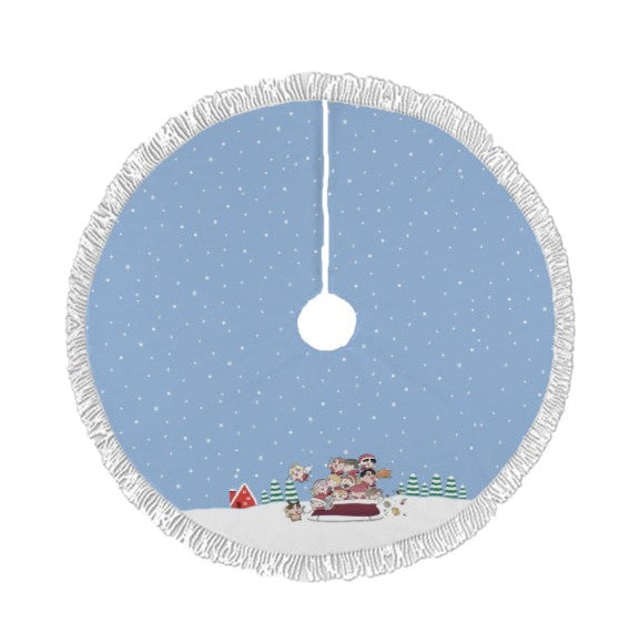 Seventeen Carat Holiday Sled Light Blue Holiday Tree Skirt – Plush Christmas Tree Skirt - Soft, Cozy & Festive Decor