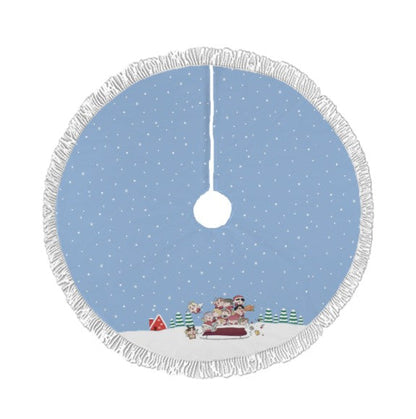 Seventeen Carat Holiday Sled Light Blue Holiday Tree Skirt – Plush Christmas Tree Skirt - Soft, Cozy & Festive Decor