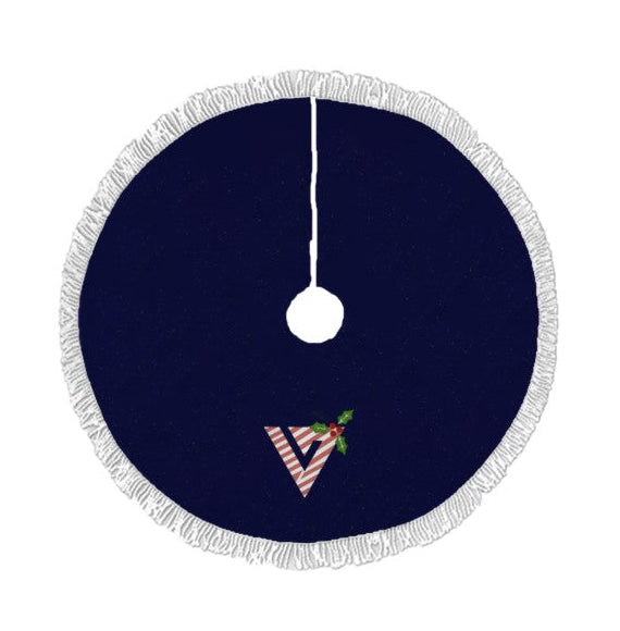 Seventeen -  Carat Holiday Logo on Dark Blue Holiday Tree Skirt – Plush Christmas Tree Skirt - Soft, Cozy & Festive Decor