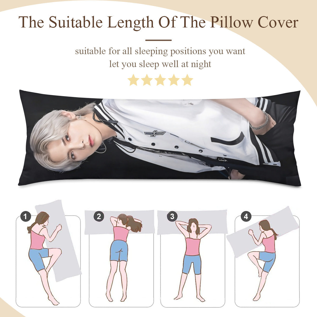 Ateez Yeosang Full Body Pillow Case - Double Sided Full Body Pillowcases - 3 sizes! Aniteez