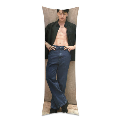 BTS JK body pillow case -  Stunning picture of JK and logos! 3 sizes - bts jk full size double sided pillowcase - bts jeon jungkook
