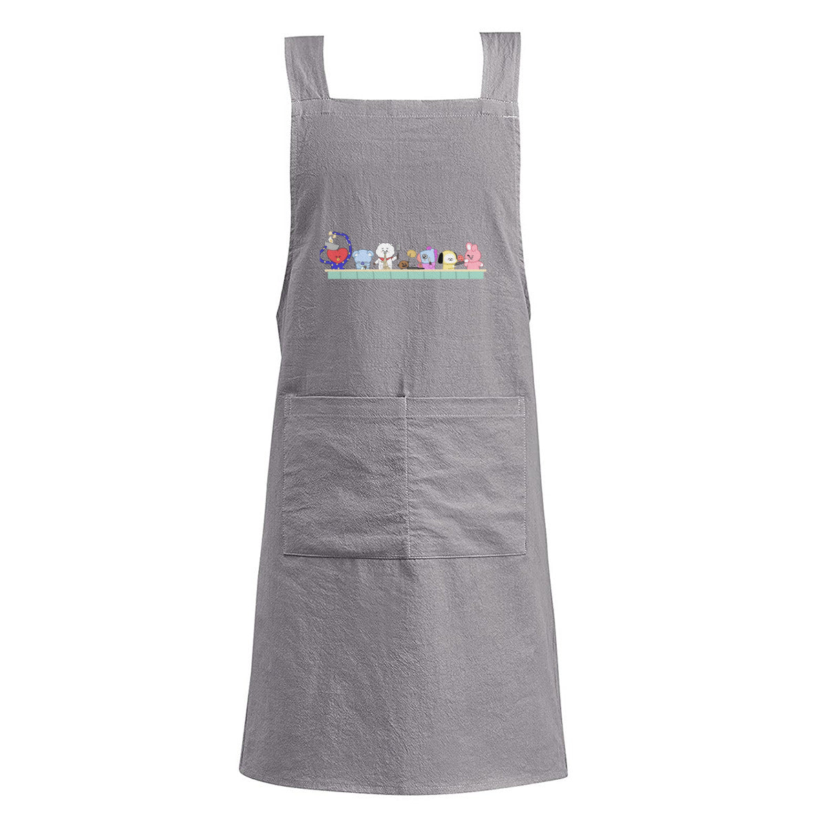 BTS BT21 Adult's Apron - Korean literary style - 2 colors! Cotton Linen - Great for up & coming chefs!