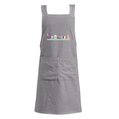BTS BT21 Adult's Apron - Korean literary style - 2 colors! Cotton Linen - Great for up & coming chefs!