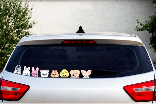 Stray Kids SKZOO Car Window Stickers Decals - WolfChan · Leebit · Dwaekki · Jiniret · HANQOUKKA  · Bbokkari  ·  PuppyM  ·  Foxl.NY