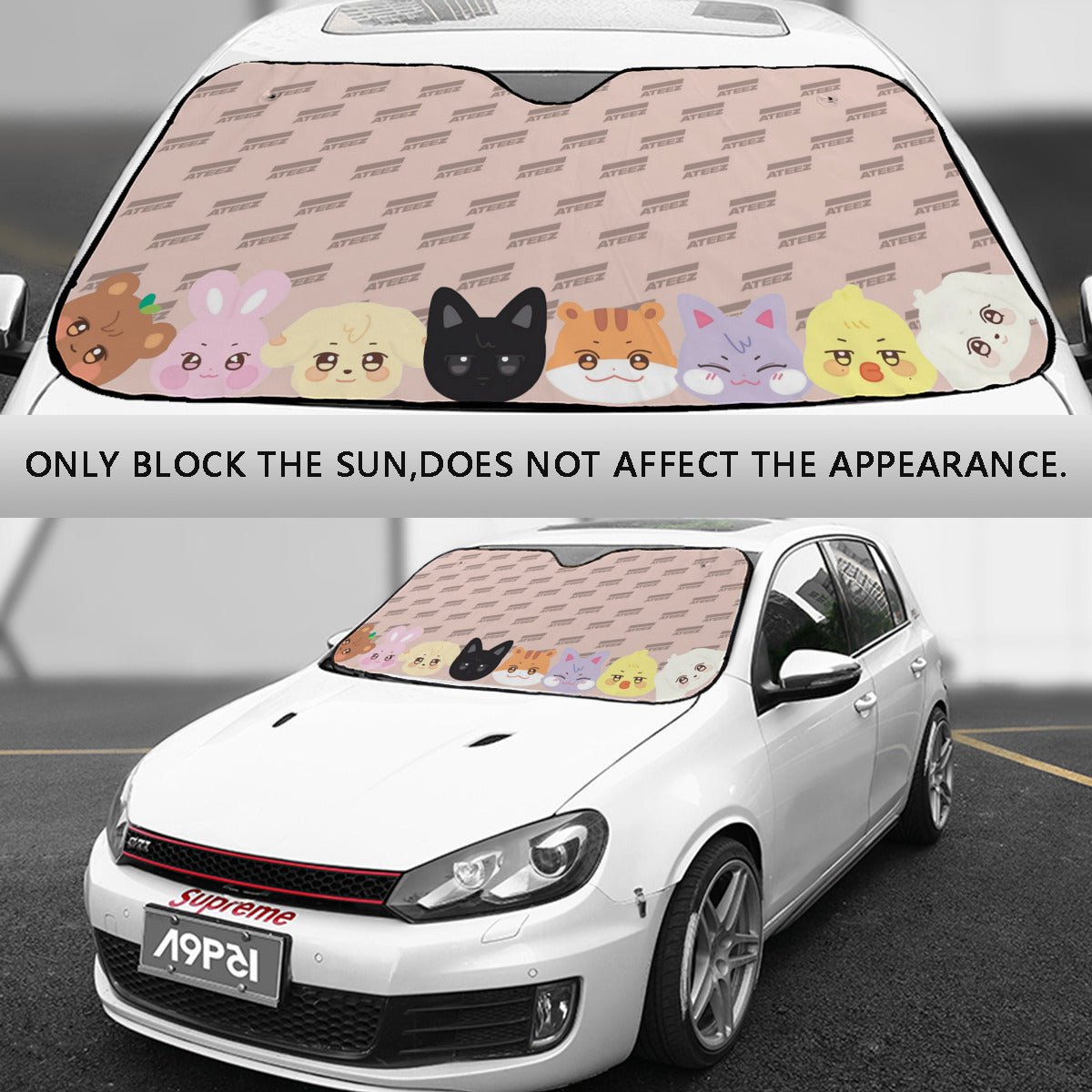 Aniteez with Ateez logo Car Windshield Sun Shade - Car sun visor - Car sun blocker - Windshield heat shield - Auto sunshade - Beyond The Shoppe