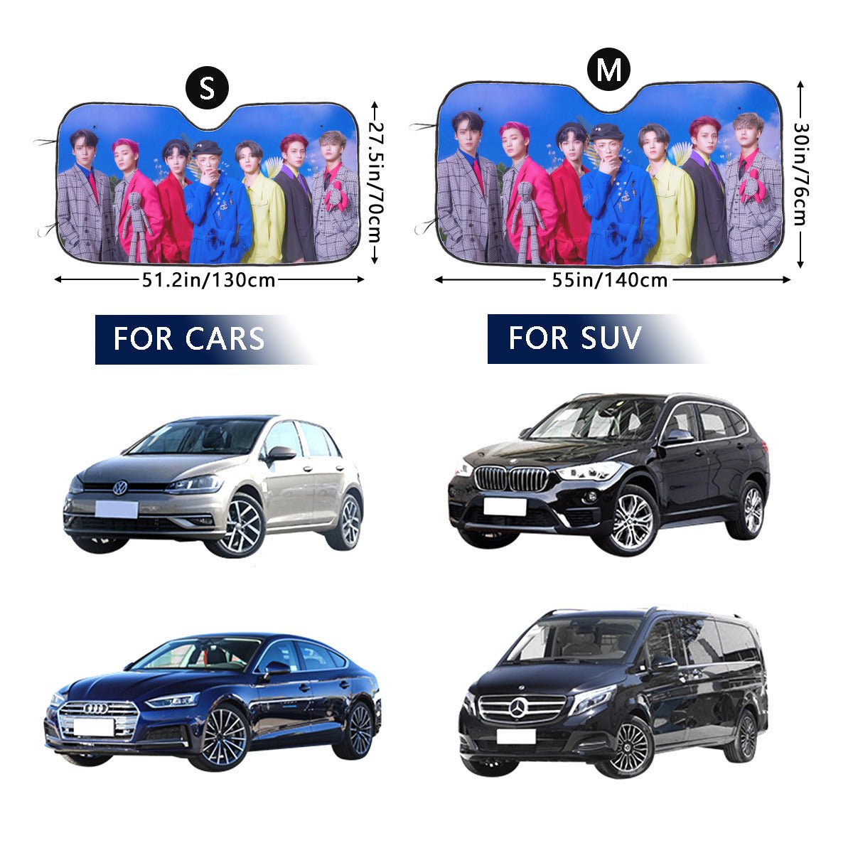 Ateez Aniteez Car Windshield Sun Shade - Car sun visor - Car sun blocker - Windshield heat shield - Auto sunshade - Beyond The Shoppe