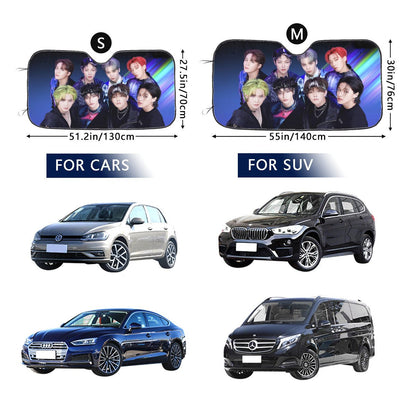 Ateez - Aniteez Car Windshield Sun Shade - Car sun visor - Car sun blocker - Windshield heat shield - Auto sunshade - Beyond The Shoppe