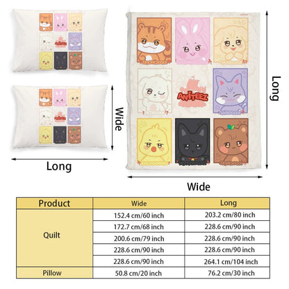 Ateez - Aniteez Character Themed Bedding - 3 piece set! Duvet set with 2 pillows! - Beyond The Shoppe