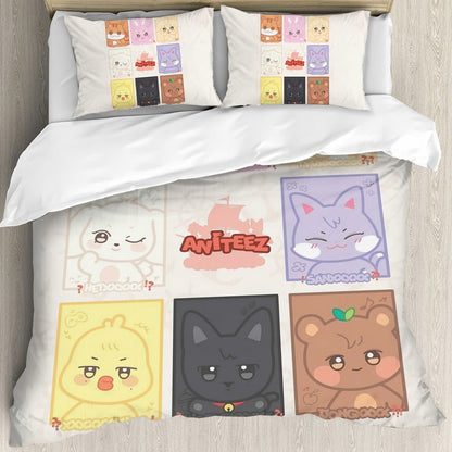 Ateez - Aniteez Character Themed Bedding - 3 piece set! Duvet set with 2 pillows! - Beyond The Shoppe
