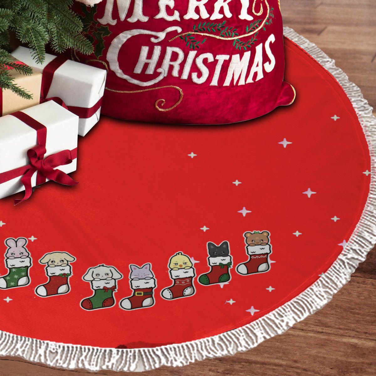Ateez - Aniteez Holiday Tree Skirt – Plush Christmas Tree Skirt - Soft, Cozy & Festive Decor - Beyond The Shoppe