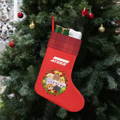 Ateez - Aniteez Holiday Wreath Classic Holiday 16 - Inch Linen Christmas Stocking – Decor, Soft & Durable - Beyond The Shoppe