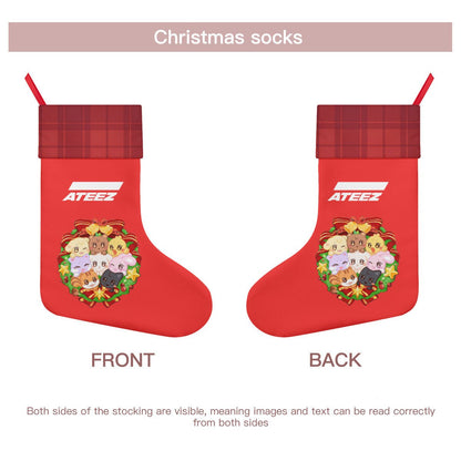 Ateez - Aniteez Holiday Wreath Classic Holiday 16 - Inch Linen Christmas Stocking – Decor, Soft & Durable - Beyond The Shoppe