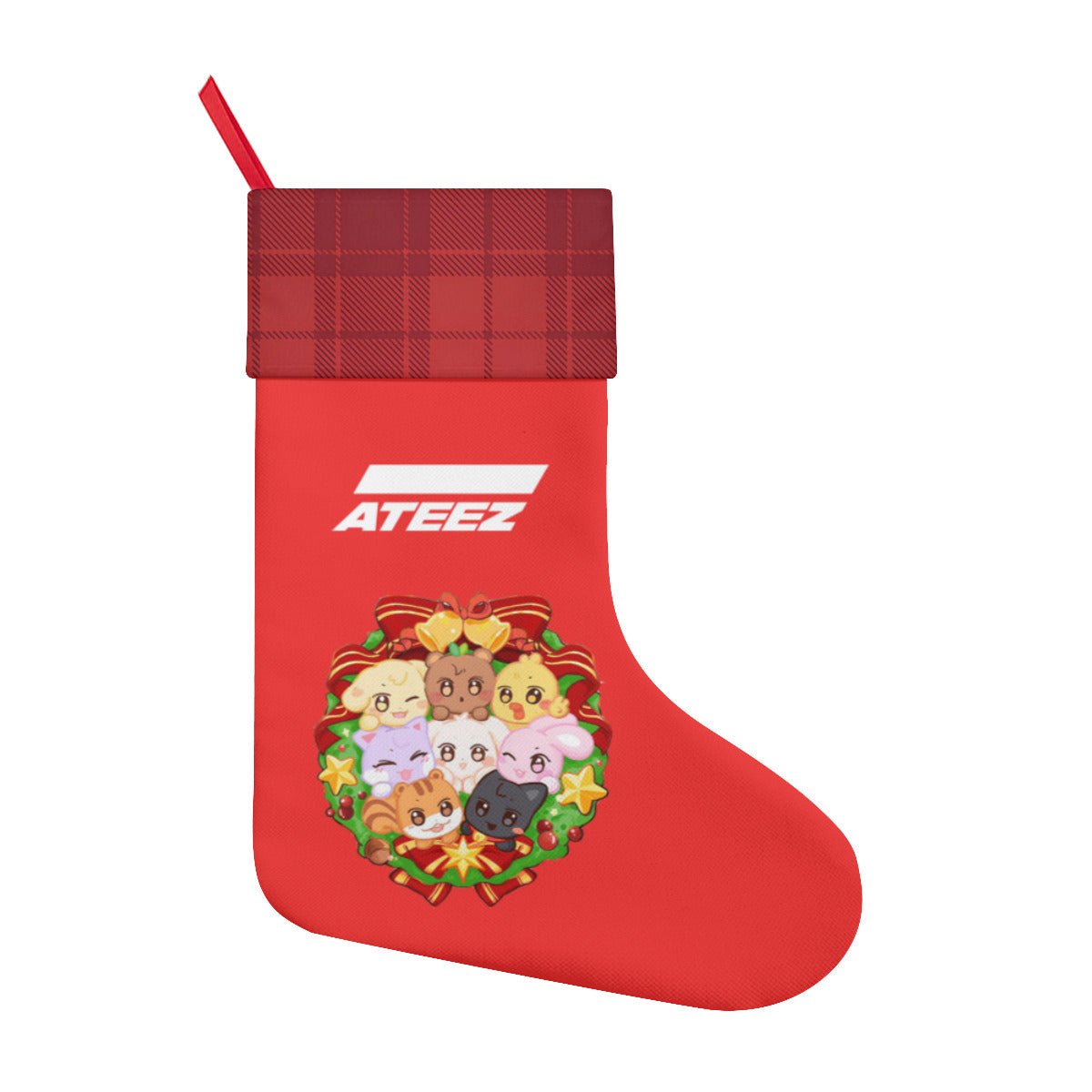 Ateez - Aniteez Holiday Wreath Classic Holiday 16 - Inch Linen Christmas Stocking – Decor, Soft & Durable - Beyond The Shoppe