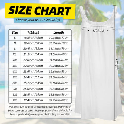 Ateez - Aniteez Patterned All - Over Print Women's Sleeveless Cami Dress in White - Beach Dress - Lounge Dress - Beyond The Shoppe