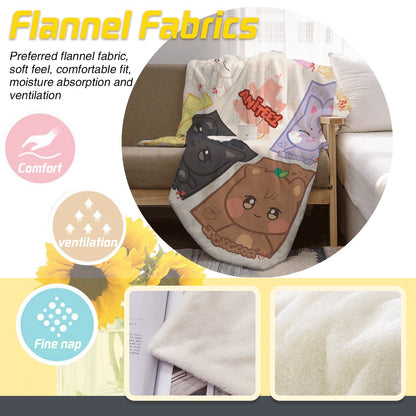 Ateez Aniteez Squares Flannel Breathable Blanket 4 Sizes! Blanket Throw - Beyond The Shoppe