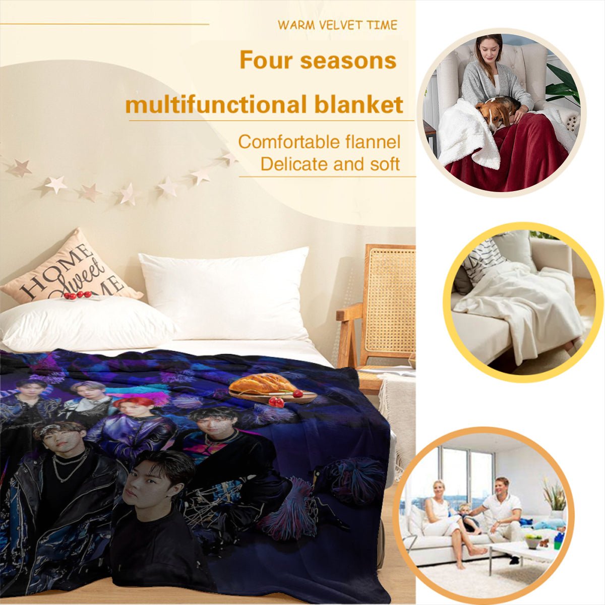 Ateez Flannel Breathable Blanket 4 Sizes! Blanket Throw - Beyond The Shoppe