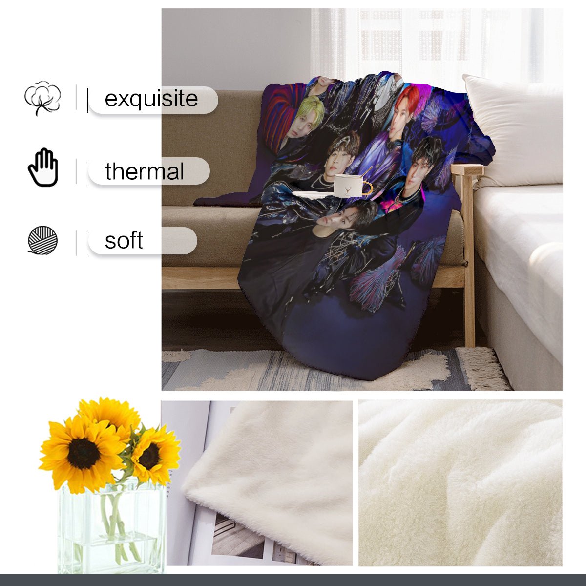 Ateez Flannel Breathable Blanket 4 Sizes! Blanket Throw - Beyond The Shoppe