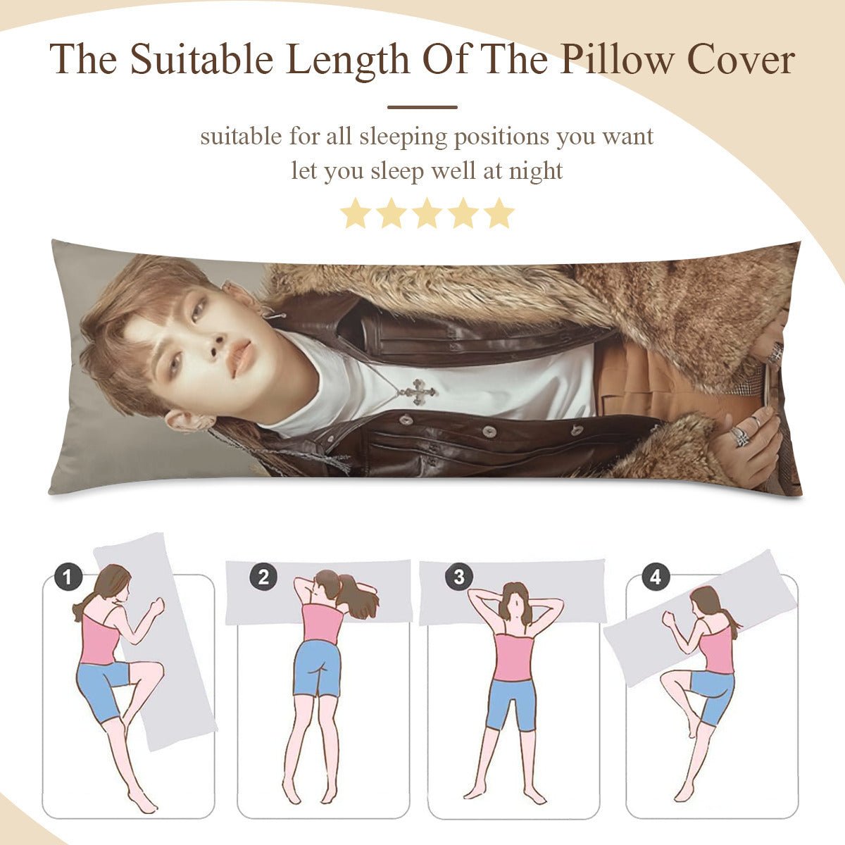 Ateez Honjoong Body Pillow case - 3 sizes - Kim Hongjoong full size pillowcase - Aniteez - Beyond The Shoppe