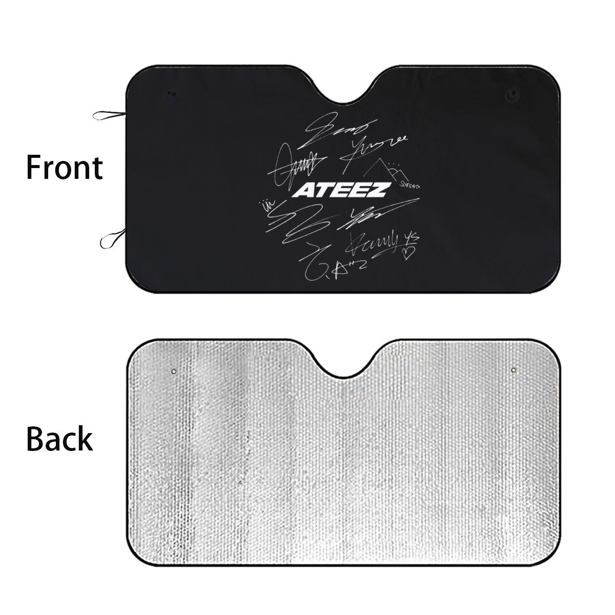 Ateez Logo & Signature Car Windshield Sun Shade - Car sun visor - Car sun blocker - Windshield heat shield - Auto sunshade - Beyond The Shoppe