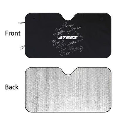 Ateez Logo & Signature Car Windshield Sun Shade - Car sun visor - Car sun blocker - Windshield heat shield - Auto sunshade - Beyond The Shoppe