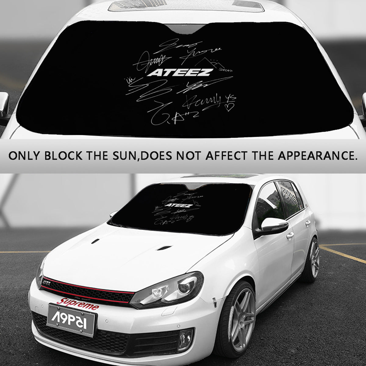 Ateez Logo & Signature Car Windshield Sun Shade - Car sun visor - Car sun blocker - Windshield heat shield - Auto sunshade - Beyond The Shoppe