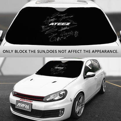 Ateez Logo & Signature Car Windshield Sun Shade - Car sun visor - Car sun blocker - Windshield heat shield - Auto sunshade - Beyond The Shoppe