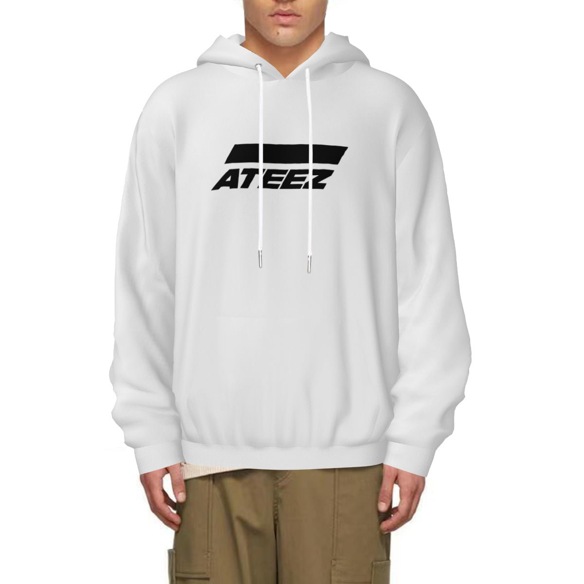 Ateez Logo & Signatures White Light weight Hoodie Sweatshirt with pockets – Fanmade K - pop Apparel - Beyond The Shoppe