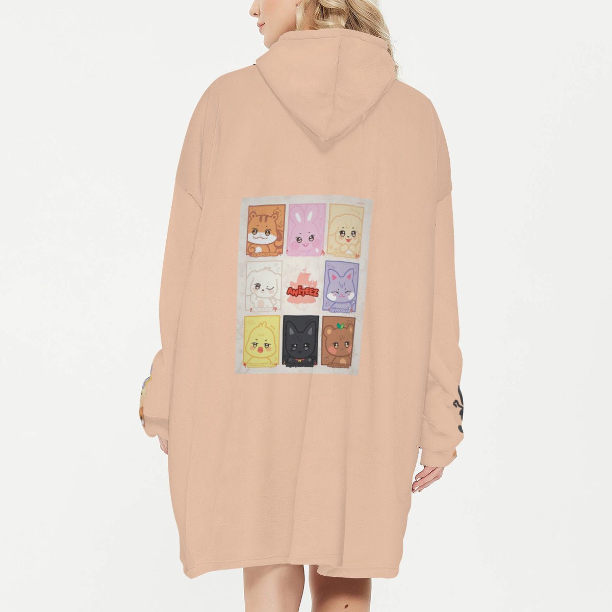 Atinteez Snug Hoodie Oversized JJOONGrami - HONGJOONG - Wearable Sleep Blanket Hoodie - Ateez Blanket - Atiny Fleece Hoodie - Beyond The Shoppe