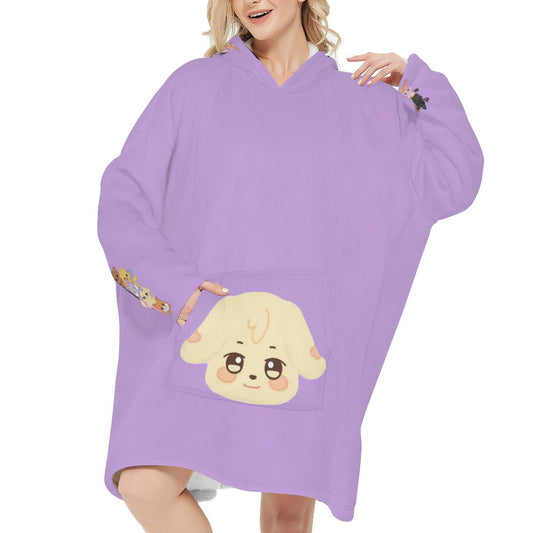 Atinteez Snug Hoodie Oversized TYUdeongi - YUNHO - Wearable Sleep Blanket Hoodie - Ateez Blanket - Atiny Fleece Hoodie - Beyond The Shoppe
