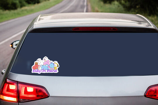 BTS BT21 Sleeping Babies - Baby On Board Vinyl Decals, Fun Stickers - Water, UV and Scratch Resistant!