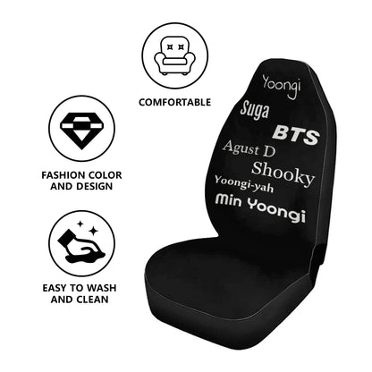 BTS Suga - Yoongi Car Seat Covers - Set of 2 - BTS Agust D car seat covers - bangtan army car accessories - bts car