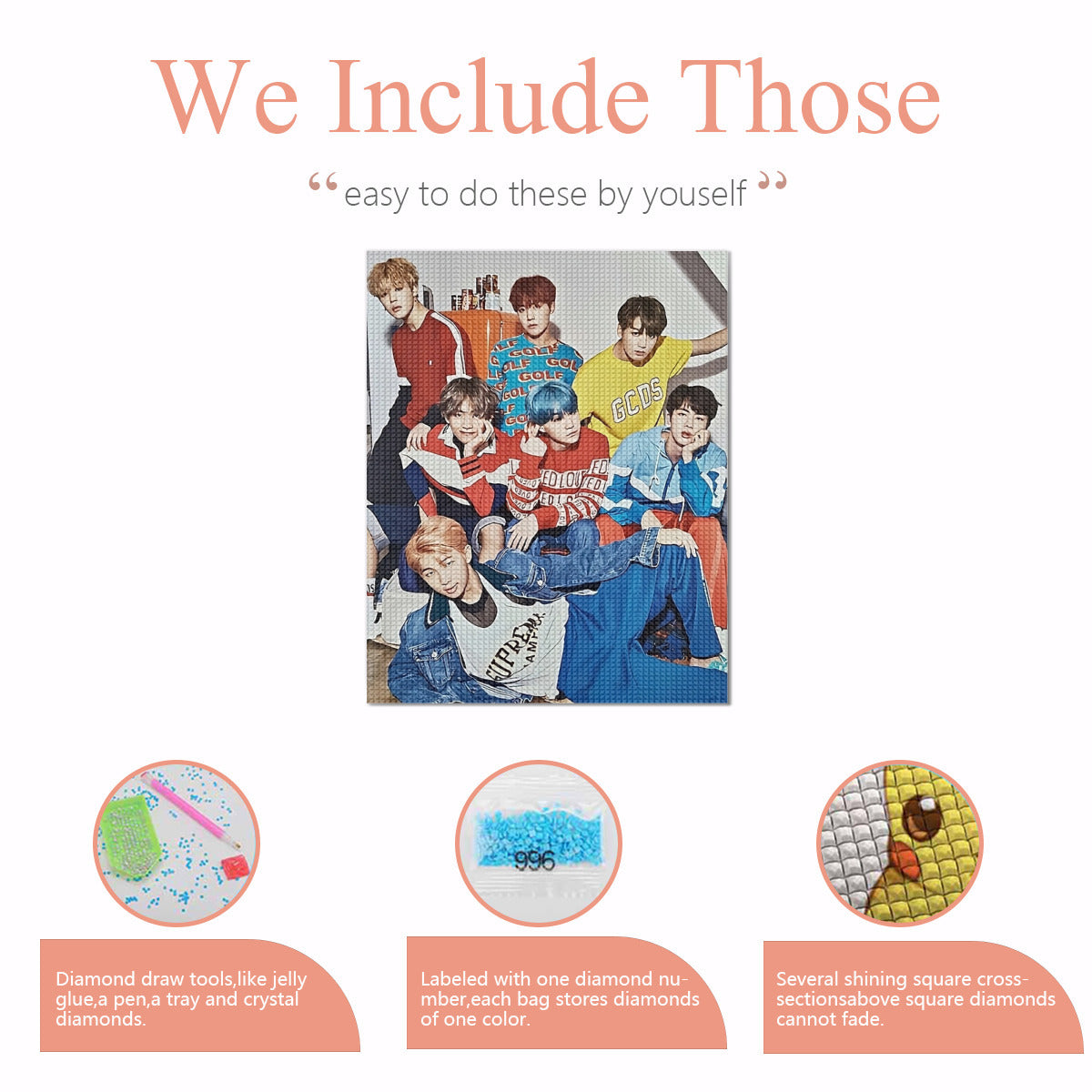 BTS BT21 Diamond Painting Kit - BTS Jimin Diamond Painting Kit - Kpop Bangtan Diamond Painting kit
