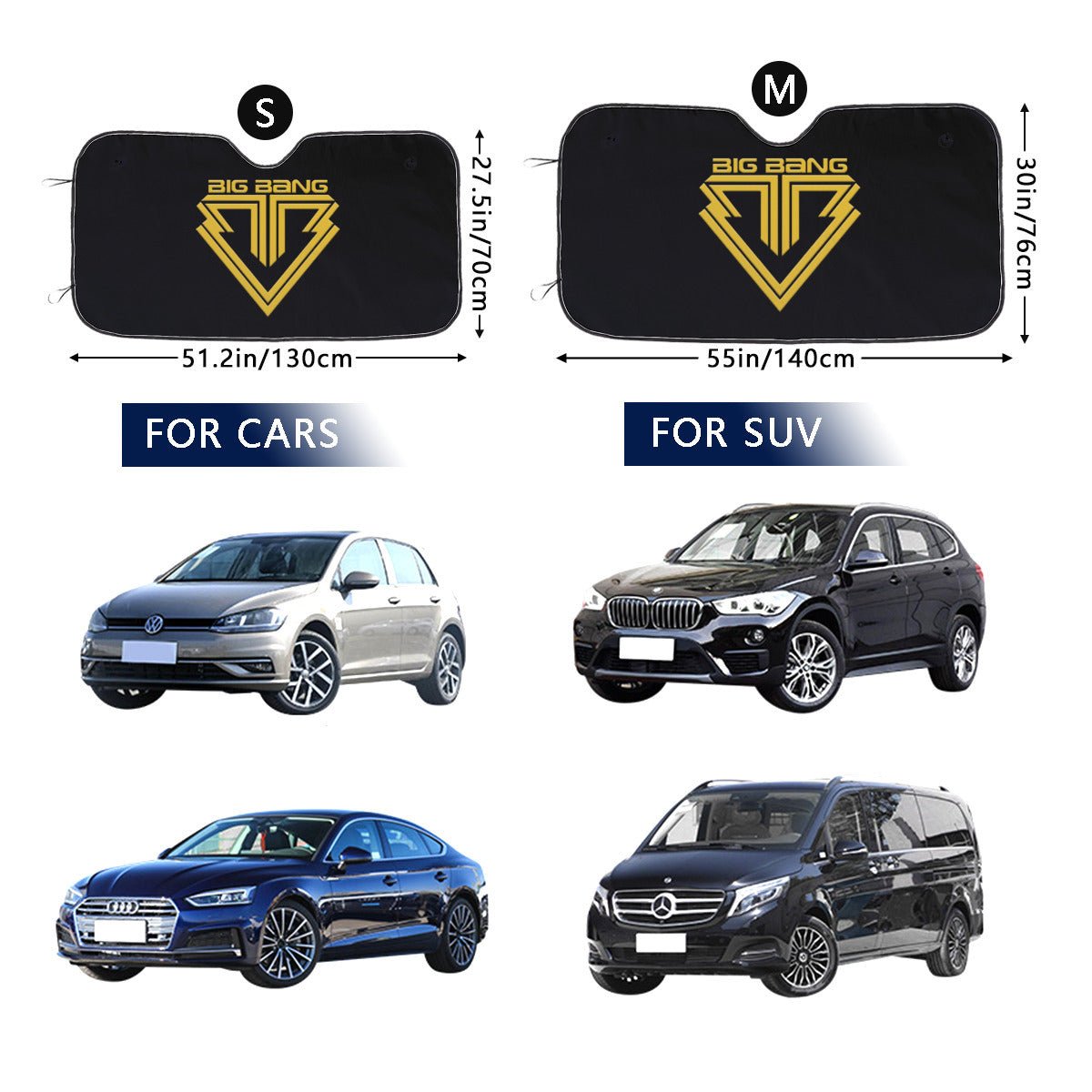 BIGBANG Logo Sun Shade - Windshield Cover - KPop Themed - Great gift! Car Window Shield - Windshield Protector - Beyond The Shoppe