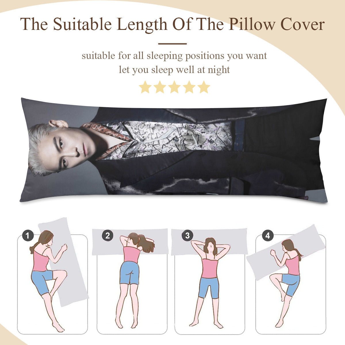 BIGBANG T.O.P Full Body Pillow Case - Double Sided Full Body Pillowcases - 3 sizes! TOP - Beyond The Shoppe