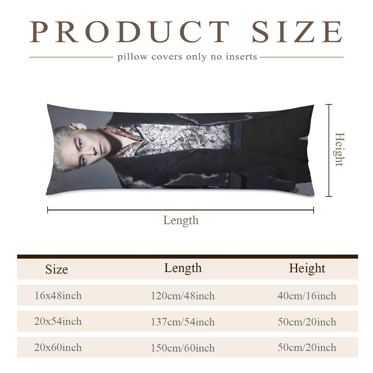 BIGBANG T.O.P Full Body Pillow Case - Double Sided Full Body Pillowcases - 3 sizes! TOP - Beyond The Shoppe