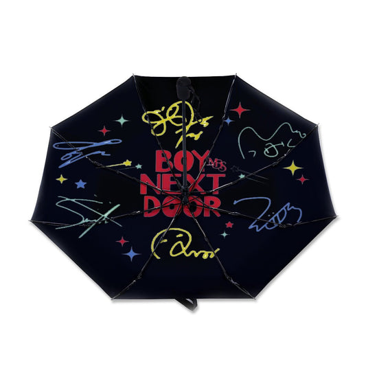 BoyNextDoor Automatic opening umbrella featuring their Logo and Signatures - Kpop for rainy weather andprotection from weatherXT - Beyond The Shoppe