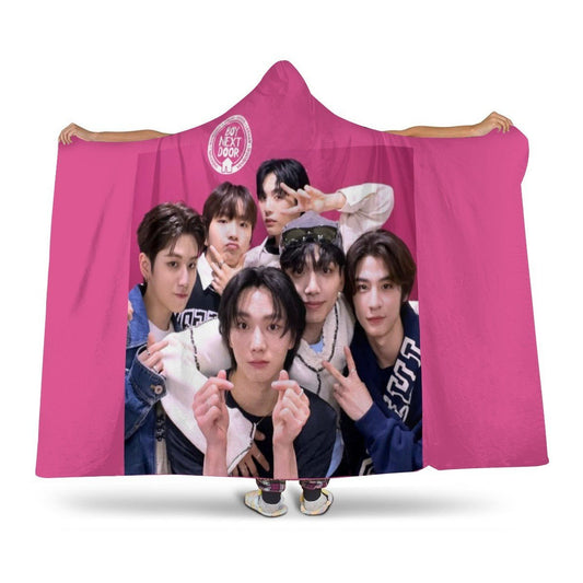 BoyNextDoor Hooded Blanket – K-Pop Cozy Wearable Fleece Blanket - Beyond The Shoppe