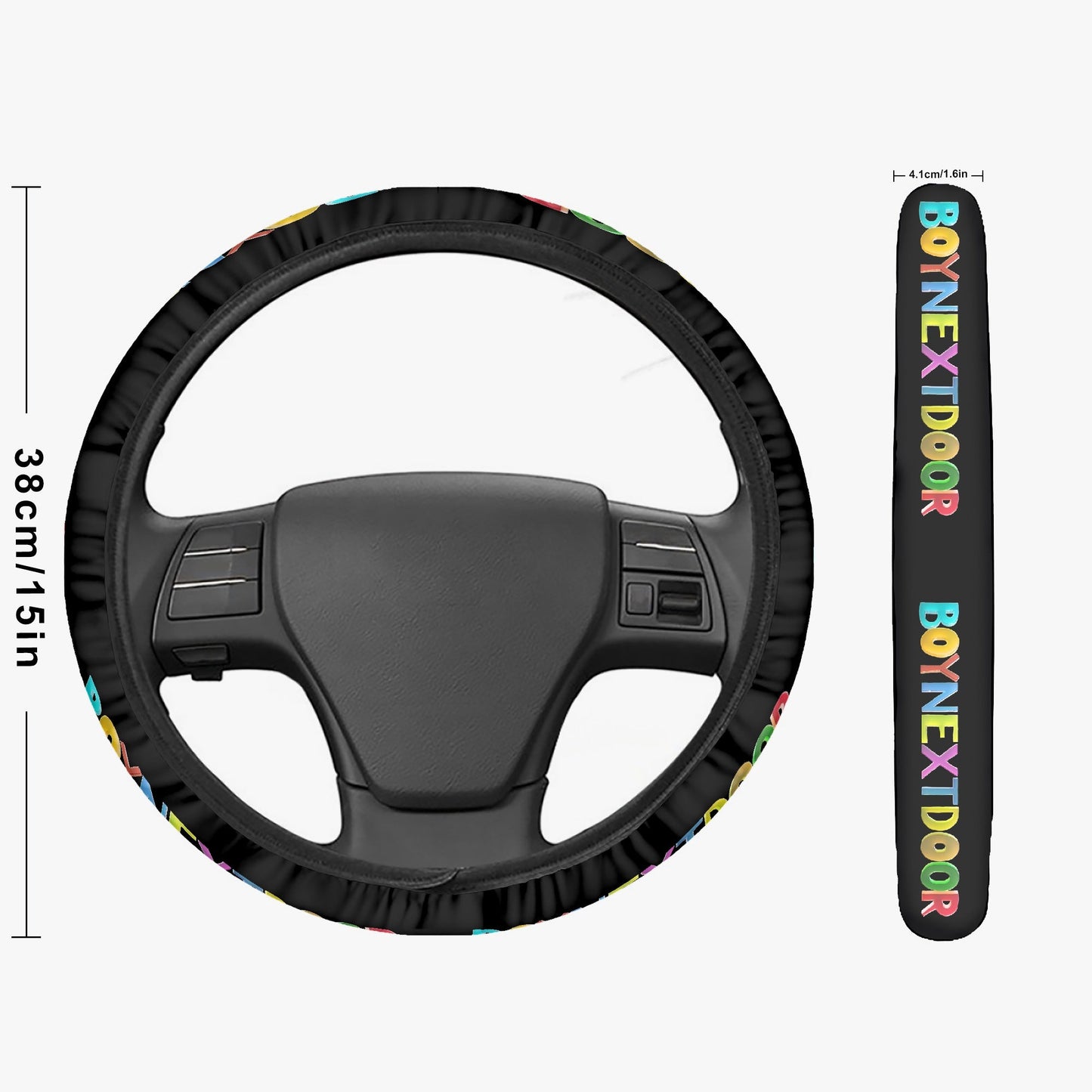 BoyNextDoor Steering Wheel Cover car accessory - black steering cover - great gift - kpop car accessories - Beyond The Shoppe