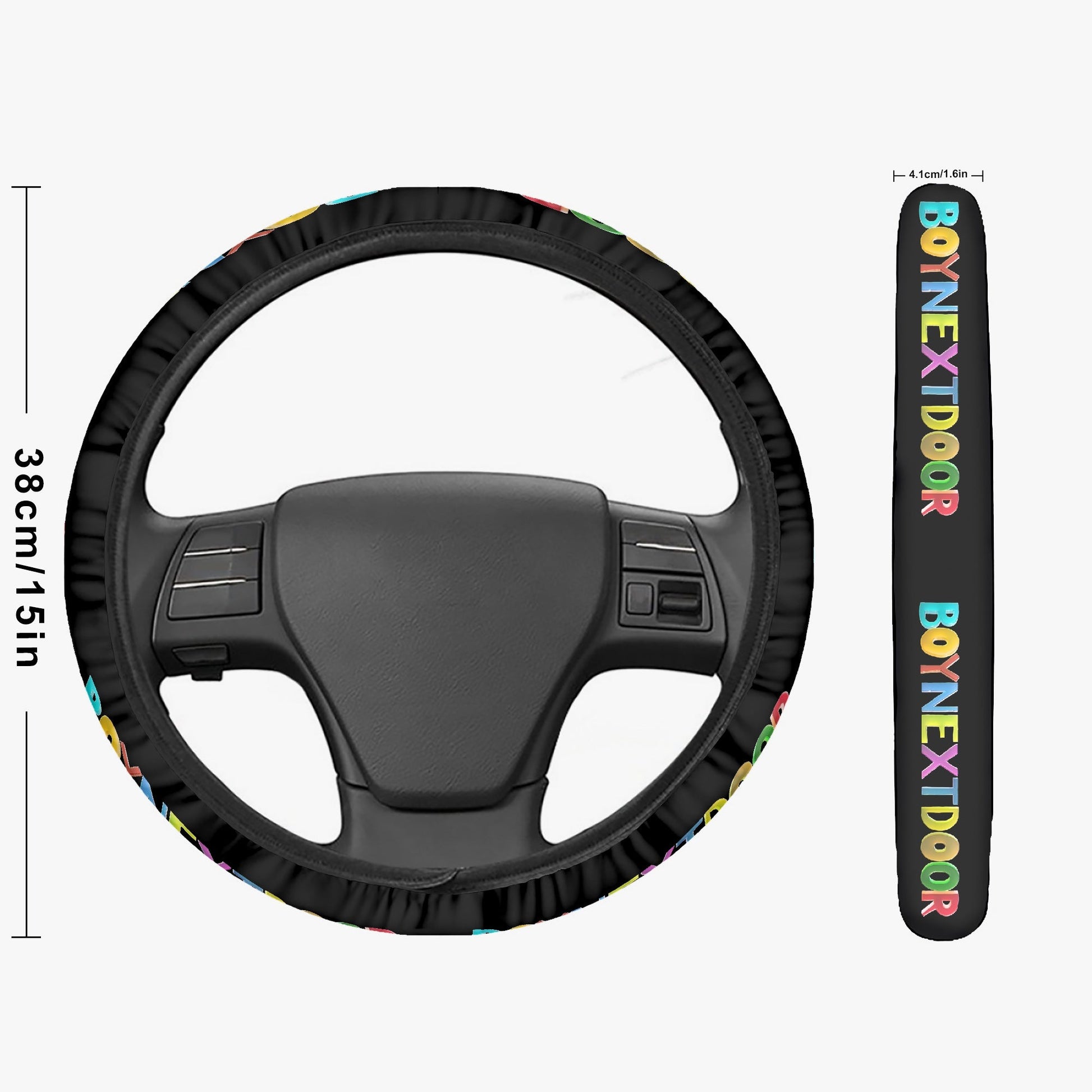BoyNextDoor Steering Wheel Cover car accessory - black steering cover - great gift - kpop car accessories - Beyond The Shoppe