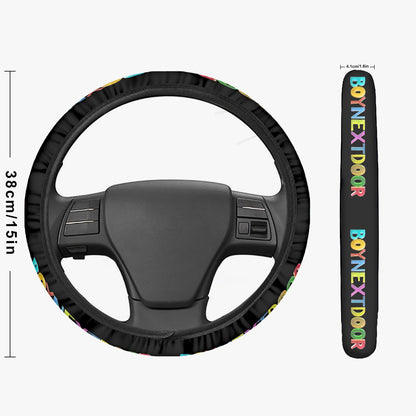 BoyNextDoor Steering Wheel Cover car accessory - black steering cover - great gift - kpop car accessories - Beyond The Shoppe