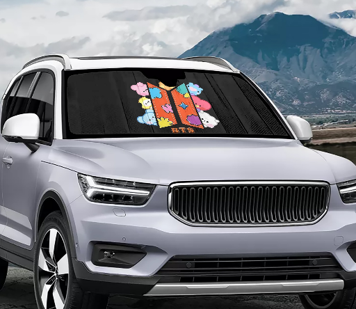 BTS BT21 Car Sun Shade - BT21 Car Sun Shade - Ships Immediately! Size Small - 51.2"x 27.5"