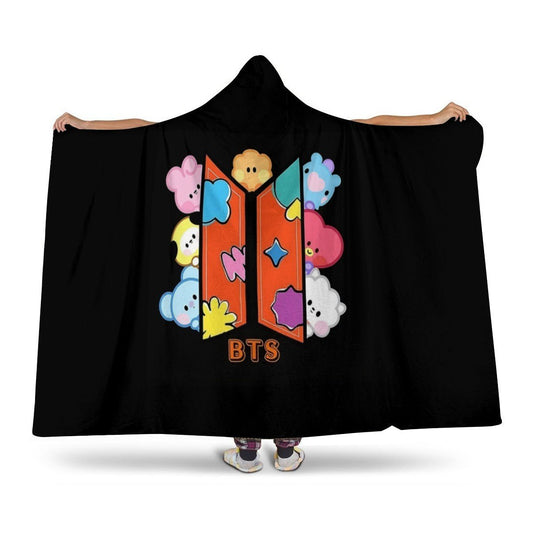 BT21 BTS Hooded Blanket – K-Pop Cozy Wearable Fleece Blanket - Beyond The Shoppe