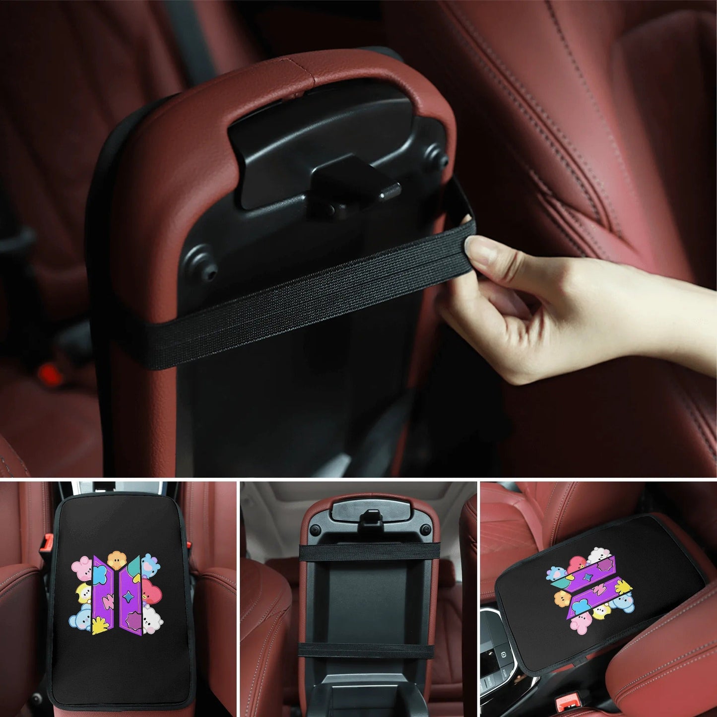 BT21 Character Car Console Armrest Pad Cover – Comfortable, Durable & Stylish - Beyond The Shoppe
