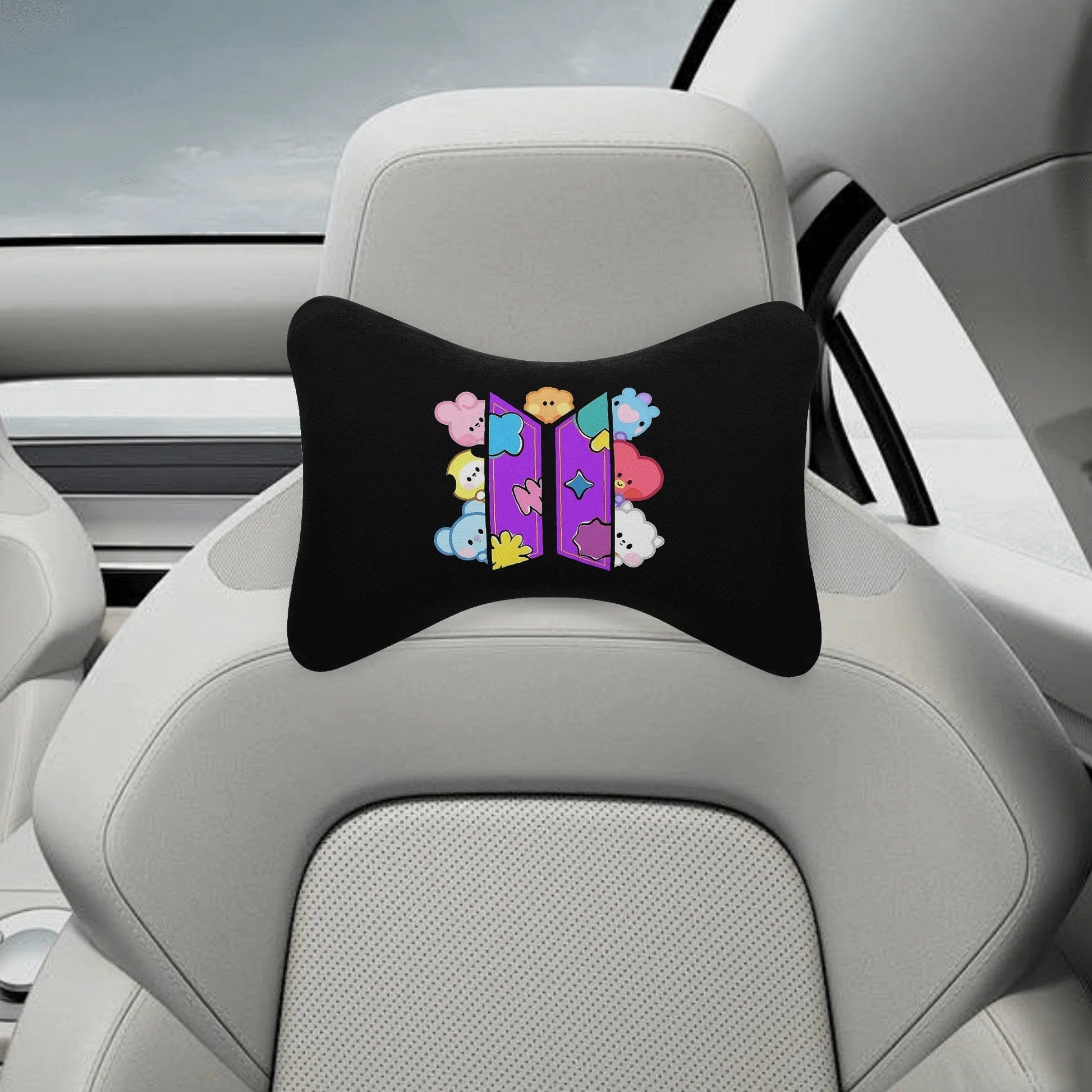 BT21 Characters Plush Car Headrest Pillow – Ultra Soft Comfort & Neck Support - Beyond The Shoppe