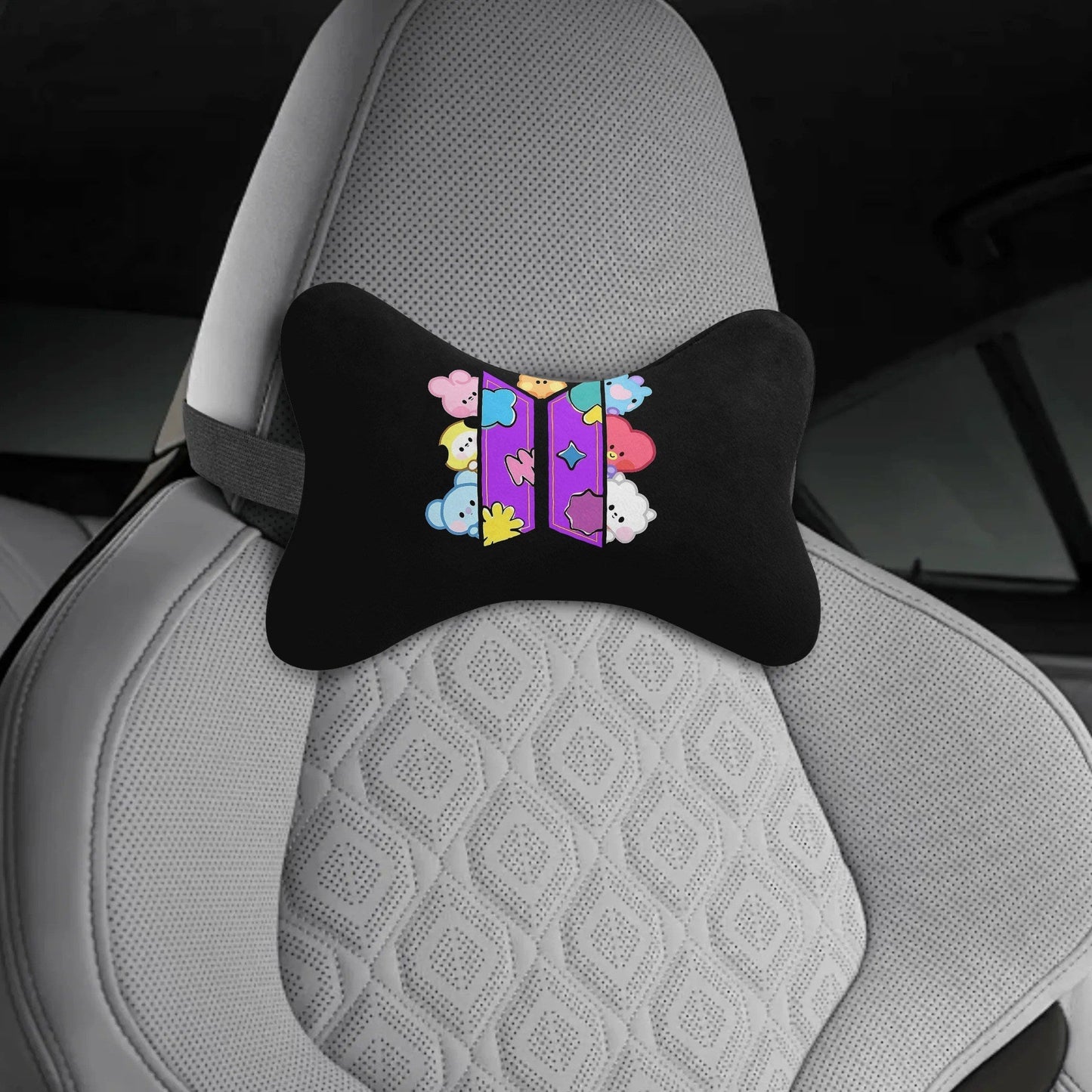 BT21 Characters Plush Car Headrest Pillow – Ultra Soft Comfort & Neck Support - Beyond The Shoppe