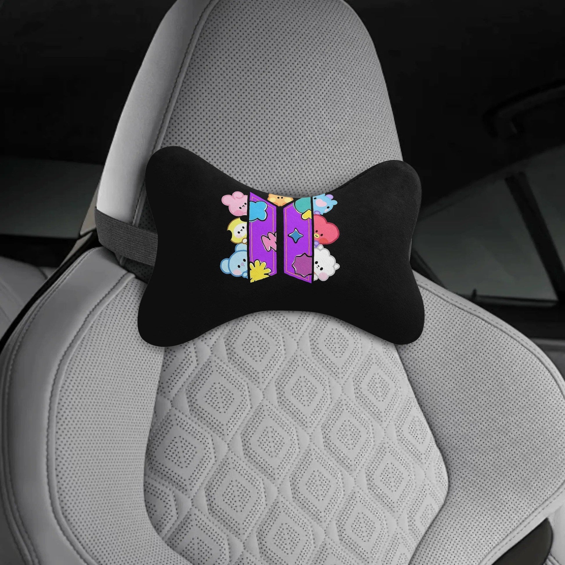 BT21 Characters Plush Car Headrest Pillow – Ultra Soft Comfort & Neck Support - Beyond The Shoppe